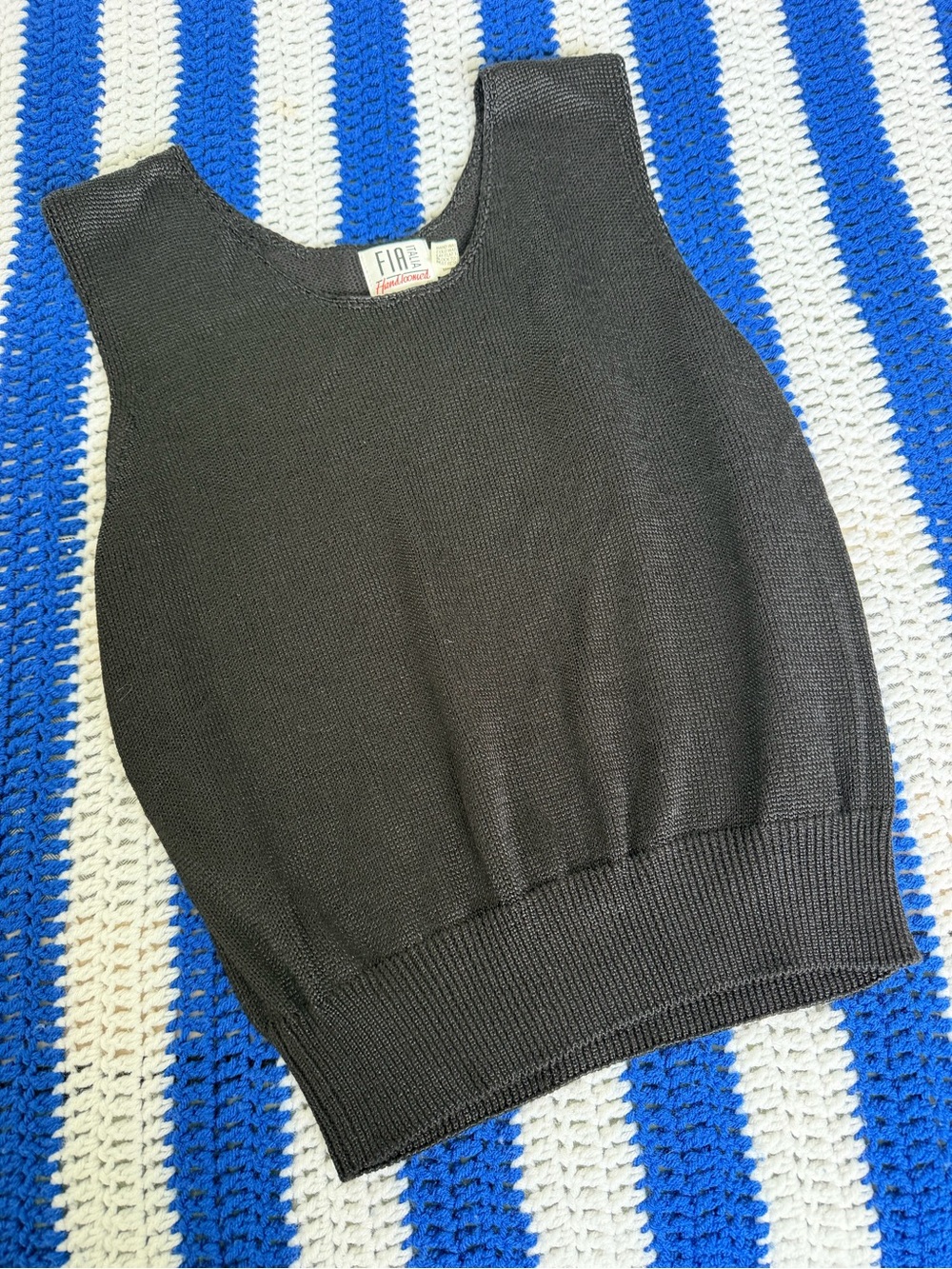 Black Sleeveless Knit Tank Top - Classic Ribbed Hem